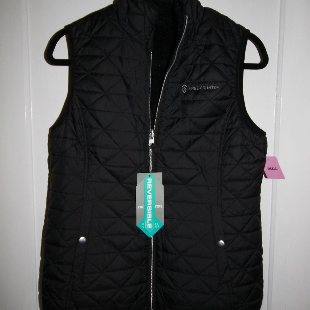 Free Country NWT Black Reversible Vest